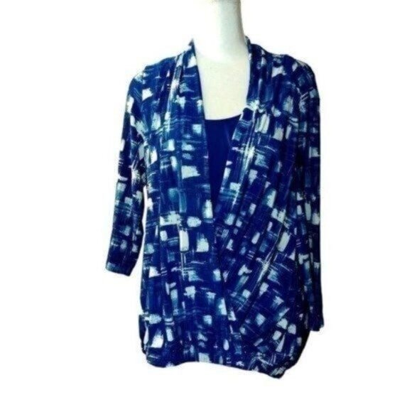 BLAIR BLUE/WHITE 2 N 1 TOP/BLOUSE-SIZE: LARGE - Picture 1 of 5